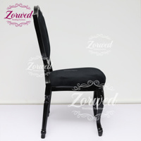 Chaise de salle à manger noire de luxe gothique moderne en gros, dossier bouclier à boutons en cristal, chaises de mariage en velours noir de style français pour hôtel
