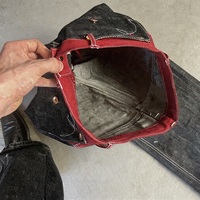 Jeans en denim selvedge brut en gros, style streetwear japonais, pantalons de charpentier à double genouillère, jeans selvedge bootcut évasés pour hommes
