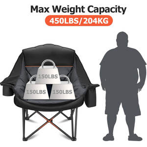 كرسي كبير الحجم 450 رطل مع حامل أكواب جيب جانبي مع دعم كرسي التخييم للخدمة الشاقة للبالغين - Product Image 5