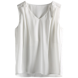 Camicette Formali in Seta Eleganti da Donna <span class=keywords><strong>Senza</strong></span> <span class=keywords><strong>Maniche</strong></span> Top di Lusso Moda Femminile Bianco Raso Camicette Estive da Ufficio per Donna - Product Image 6