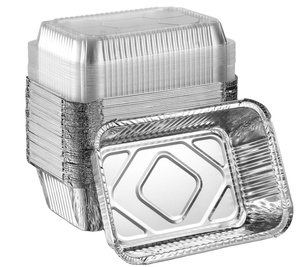300ml 1000ml 6 by 4 Inches Oem LogoBiodegradable Silver Small Big <strong>Foil</strong> Tray Aluminum <strong>Foil</strong> <strong>Containers</strong> with Lids - Product Image 1