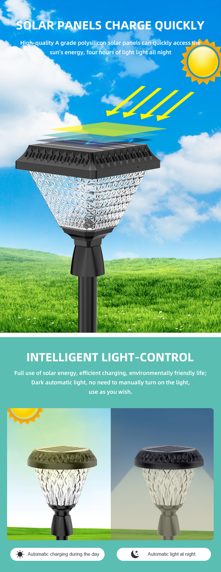 Upin Amazon top solar column light R-10C/Y lighting column LED Solar Garden Light - Other Light - 2