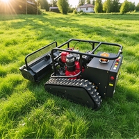Tondeuse à gazon télécommandée tout-terrain manuelle à essence CE DIY pour jardin, coupe-herbe agricole à chenilles télécommandé
