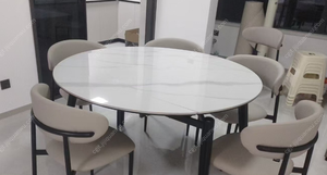 Tavolo da Pranzo Allungabile Minimalista ed Elegante con Piano in Pietra Sinterizzata da 12mm, Adatto per Spazi da Pranzo di Piccole e Grandi <span class=keywords><strong>Dimensioni</strong></span> - Product Image 5