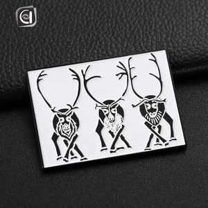 कस्टम काले धातु तामचीनी सफेद लोगो हिरण पशु वर्ग फ्रिज चुंबक स्मारिका - Product Image 6