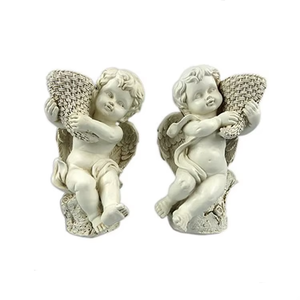 Set fatto a mano 2 Polyresin Baby Angel cherubini in resina decorazione per la casa regali di san valentino arte vaso di <span class=keywords><strong>animali</strong></span> artificiali - Product Image 3