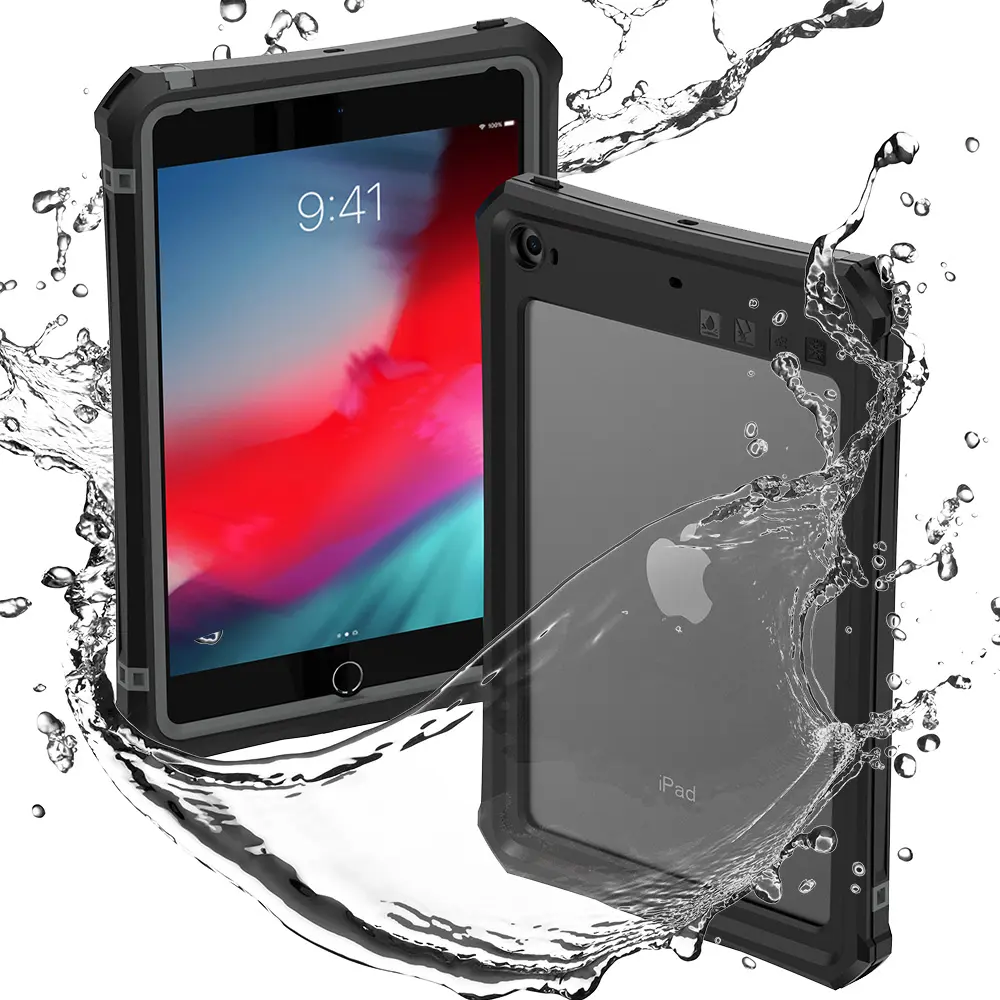 For iPad mini 4 Mini 5 triple layers combo Waterproof Tablet Case built in shoulder belt and stand on back