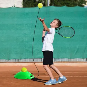 中国工厂定制初学者迷你便携式单人网球训练器反弹球自我练习带球拍网球训练器