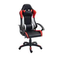 Prix bon marché mobile 360 chaise de jeu d'ordinateur de course réglable en hauteur pivotante blanc et rouge