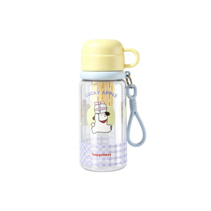 Hao Cai Portable Plastic Water Bottle With Straw And Carrying Rope Reusable For Travel And Outdoor Use - Product Image 1