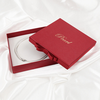 Boîte à bijoux en carton texturé brillant avec logo personnalisé, impression dorée, doublure en éponge, rangement de luxe pour montres et colliers