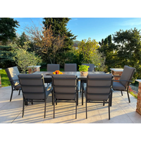 Mobilier de terrasse moderne Ensemble de table longue en aluminium Mobilier de jardin Table à manger pour restaurant Tables et chaises d'extérieur