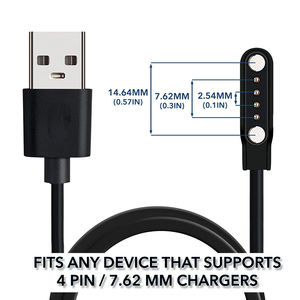 สายชาร์จแม่เหล็กแบบ USB สำหรับนาฬิกาอัจฉริยะ หัวต่อ 4 ขา ระยะห่าง 7.62 มม. ผลิตจากทองแดงแท้ สำหรับนาฬิกาอัจฉริยะรุ่น <span class=keywords><strong>GT88</strong></span> G3 KW18 - Product Image 2