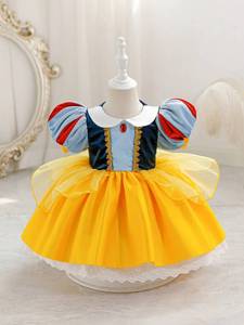 Robe de princesse en velours à manches bouffantes pour filles HP, robe de tutu en satin pour enfants, robe de fête d'anniversaire pour tout-petits, tenue de spectacle pour bébés - Product Image 2