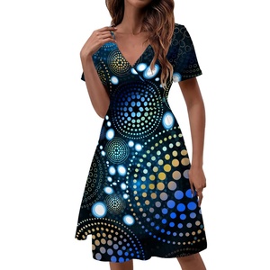 2025 nuovi prodotti personalizzati <span class=keywords><strong>arte</strong></span> indigena australiana Sexy moda donna con scollo a V stampa su richiesta abiti da donna taglie forti - Product Image 5