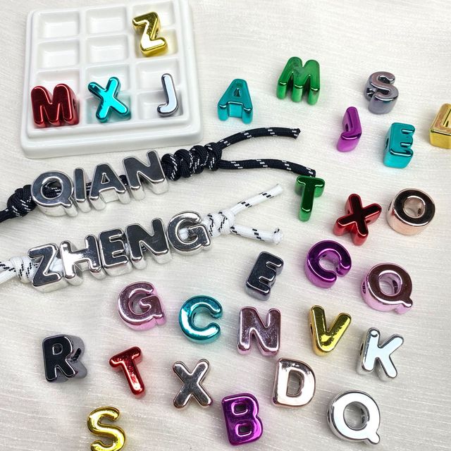 Acrylic Electroplated Metal Large-hole Letter Beads Through-hole Beads DIY Phone Straps Handmade Pendants Wholesale 0.5kg/bag