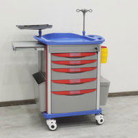 Chariot d'urgence multifonction ABS d'hôpital, chariot médical de collision avec tiroirs