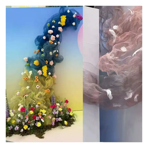 Tissu en tulle rigide métallisé doré froissé et pliable pour toile de fond de mariage, voile de mariée et décoration de fête - Product Image 5