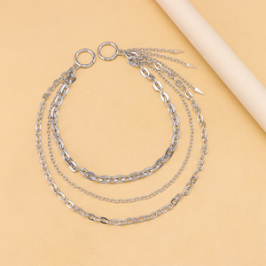 Three Layer Metal Pants <b>Chain</b> Stainless Steel Double Ring Hip Hop <b>Waist</b> Accessory Adult White K - Product Image 3