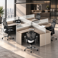 Poste de travail modulaire 4 personnes en forme de cube, cloison de bureau pour personnel, bureau en bois pour centre d'appels, mobilier de bureau commercial