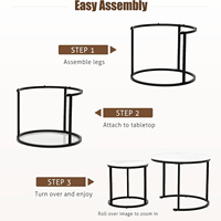 Ensemble moderne de 2 tables basses rondes Accent Marbre Texture pour salon Réception Design élégant de nidification pour la maison ou le bureau