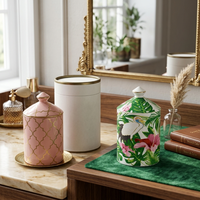 Pot en céramique rose personnalisé gaufré, style nordique, avec support doré pour bougie, plusieurs tailles, récipient vide pour la fabrication de bougies en cire de soja