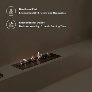 Cheminée à bioéthanol autonome MEISU.CH Air Eco en acier inoxydable avec détection de température et insert en verre intelligent - Product Image 4
