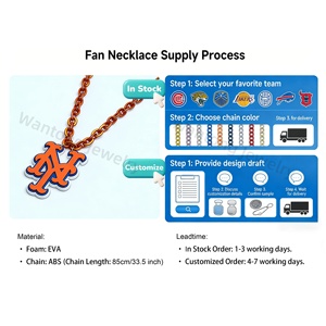 Collares de Moda al por Mayor con Logotipos de 32 Equipos Deportivos de EE. UU., Cadenas Grandes para Fanáticos, Collares de Espuma <span class=keywords><strong>EVA</strong></span> 3D, Joyería Hip Hop - Product Image 3