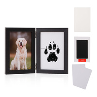 Kit d'empreintes de pattes commémoratives pour animaux de compagnie, cadre en bois, impression sans encre, souvenir pour chien et chat, décoration