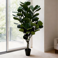 FLOWORLD Langlebiger Immergrüner Geigenblatt-Feigenbaum 1,83 m Hoch Künstlicher Metalltopf 183 cm H x 35 cm T Innen-/Außendekoration