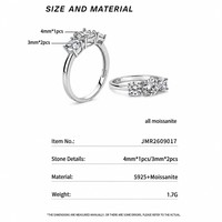 Bague en argent S925 avec 3 pierres de moissanite, taille brillant rond, sertie à griffes, bijou blanc pour fiançailles, fête ou cadeau