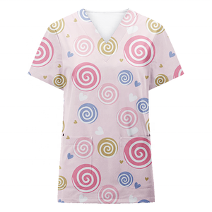 Uniforme de gommage médical personnalisé, impression numérique, col en v, manches courtes, <span class=keywords><strong>sexy</strong></span>, meilleure vente - Product Image 6