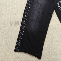 Pantalon de jogging personnalisé 100 % coton, écologique, respirant, coupe oversize, en molleton bouclette, jambe droite, ample, délavé à l'acide, évasé