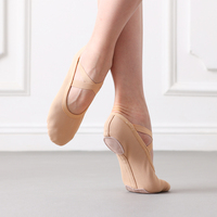 Chaussons de danse professionnels E1700 en toile et cuir à semelle fendue, chaussons de danse extensibles pour femmes et filles, pour la performance et l'entraînement