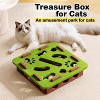 Kotak Mainan Puzzle Kucing Felt Maze, Mainan Interaktif Berbentuk Sarang dengan Bola Berbunyi, Mainan Berburu untuk Kucing, Hiburan Diri di Dalam Ruangan, Penghilang Kebosanan
