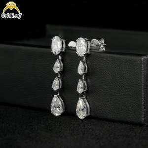 Boucles d'oreilles de fiançailles en diamant de laboratoire pour femmes Goldleaf, argent sterling 925, coupe poire IGI, tendance - Product Image 6