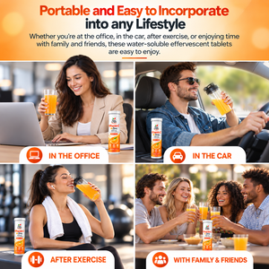 Complément Vitaminique Quotidien de Haute Qualité Saveur Orange Délicieuse pour l'Après-Entraînement – Comprimés Effervescents Vitamine C et Zinc - Product Image 3