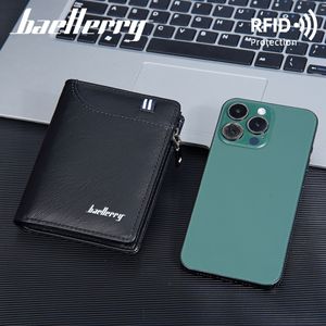 Baellerry Men's Short <b>Wallet</b> Black RFID Protection Vertical Zipper Coin And Bill <b>Holder</b> Everyday Use - Product Image 1