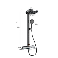 Ensemble de douche en laiton intelligent avec écran LED numérique, fonctions de massage SPA pour la taille et le dos, jet de pluie et pommeau de douche carré