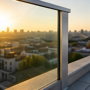 Rampe de balcon en alliage d'aluminium et verre, poteaux en aluminium sans cadre, adaptés aux balcons offrant une vue sur la mer ou la nuit - Product Image 4