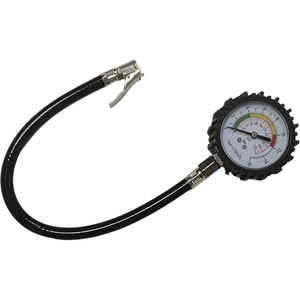 Manomètre analogique de pression des pneus de camion 0-220 psi avec raccord pneumatique droit et tuyau flexible - Product Image 1