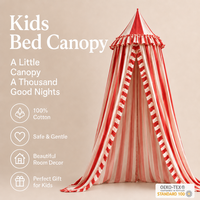 Moustiquaire de lit pour enfants en forme de cône, suspendue au plafond, 100% coton, rouge-blanc, solide, écologique, portable, pliable, tente de berceau pour bébé