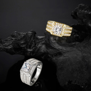 Luxury Princess Cut Moissanite 925 Sterling Silver Pave Wide Band Statement Gentleman Engagement Wedding Promise <b>Ring</b> <b>For</b> <b>Men</b> - Product Image 3