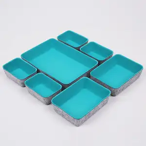 Eco-friendly 7 pcs of RPET felt hard box storage box felt box candy storage