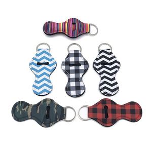 Portabálsamos de neopreno con llavero, funda para bálsamo labial, llavero metálico, impresión personalizada para tiendas de belleza y venta al por menor - Product Image 2