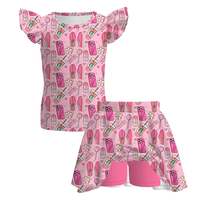Ensemble décontracté d'été pour bébés et jeunes enfants filles, en soie de lait respirante, imprimé animal, chemise et pantalon extensibles à manches courtes, tenue personnalisable avec logo