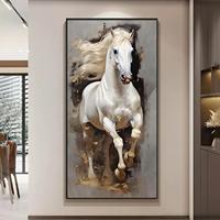 Peinture originale Lu Hua Art Horse-arrives-success, style minimaliste moderne, cheval au galop, encadrement en alliage d'aluminium, peinture résistante à l'humidité