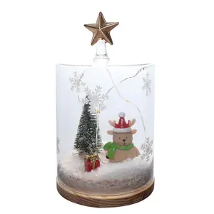 Forma di cupola di vetro personalizzata con albero di natale pupazzo di neve idee Led luci di fata