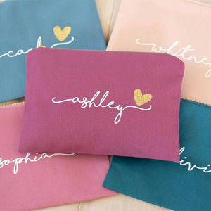 Bolsa de Maquillaje de Algodón Personalizada con Logotipo para Damas de Honor, Bolsa de Cosméticos con Cremallera, Bolsas de Lona para Viaje y Almacenamiento de Artículos de Tocador - Product Image 4