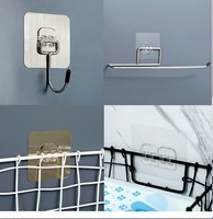 Ganchos autoadhesivos transparentes multiusos, soporte de estante de almacenamiento de plástico sin perforaciones, pegatinas sin rastro para cocina y baño